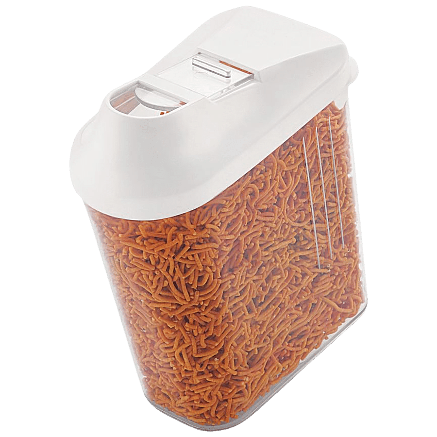 Steelo Skippar Airtight Storage Container With White Lid - Transparent, 750  ml
