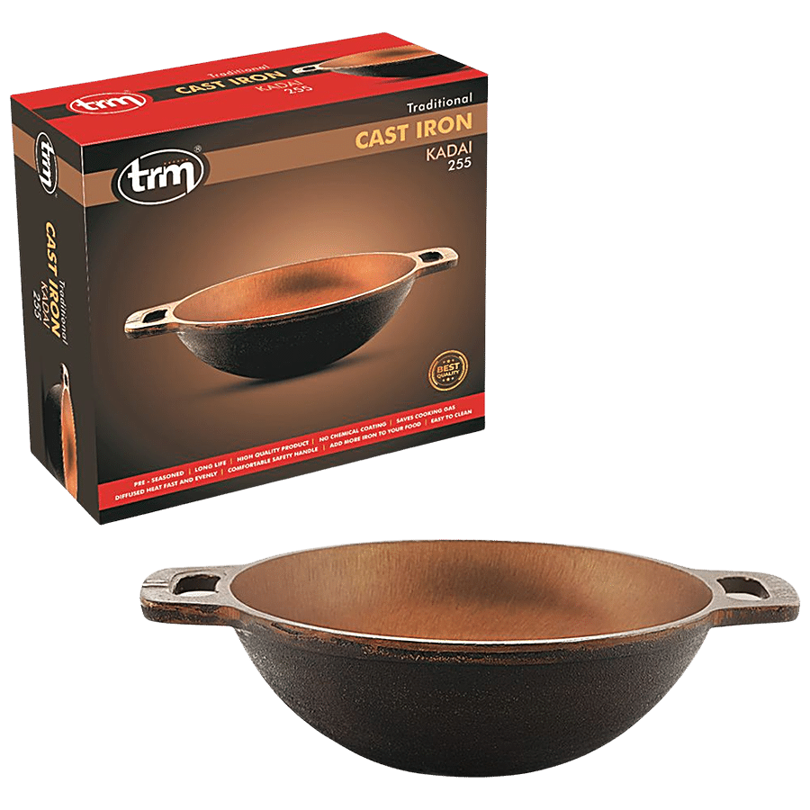 10 inch Cast Iron Kadai-Smooth Finished - Style your life