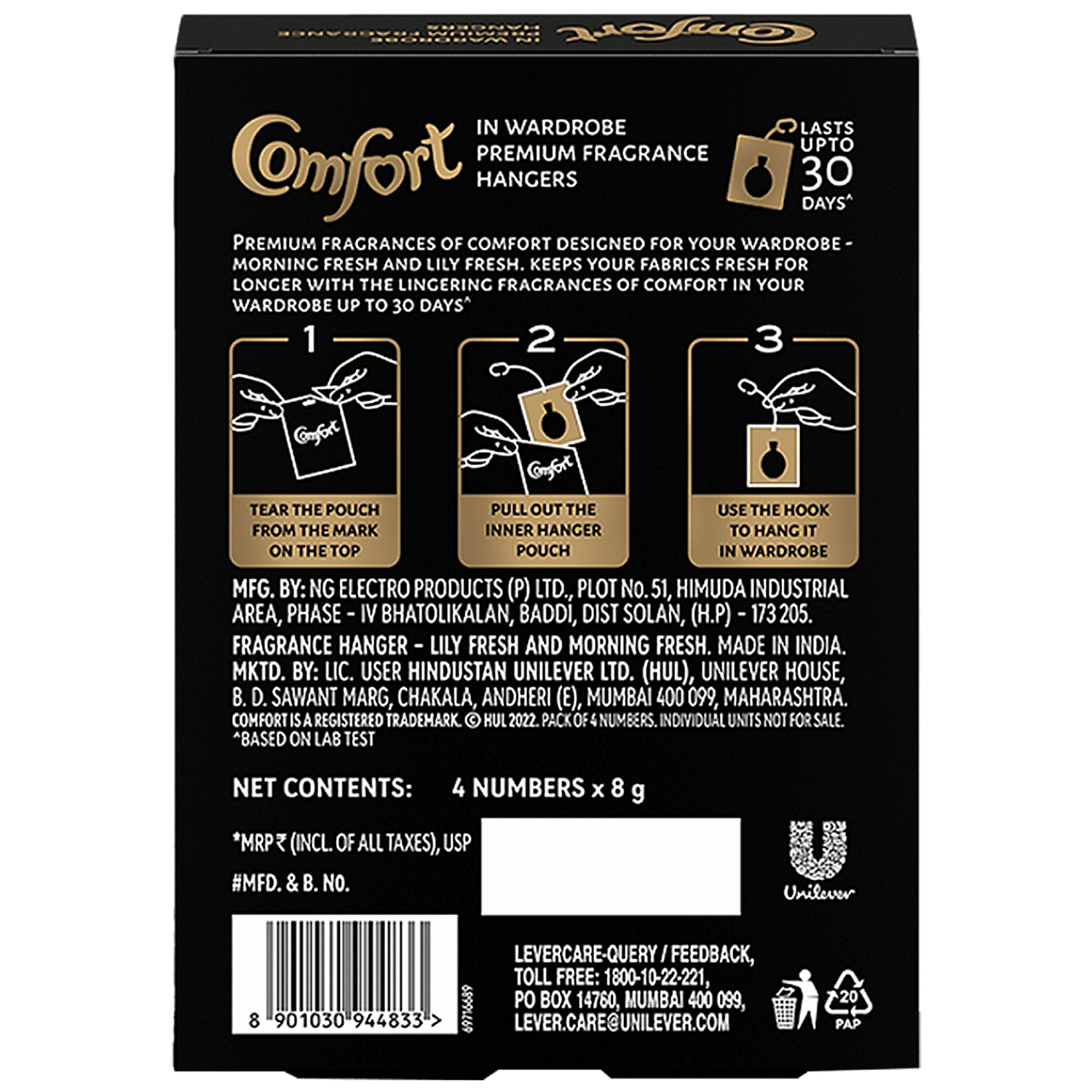 Comfort In-Wardrobe Premium Fragrance Hangers - Morning Fresh & Lily Fresh,  8 g