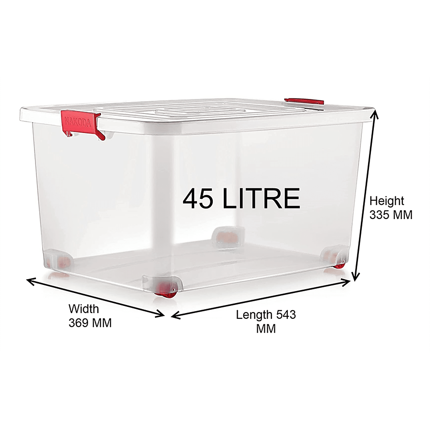 45L Large Storage Container Box Big Tub Plastic Transparent Wheeled Toy Box  Lock