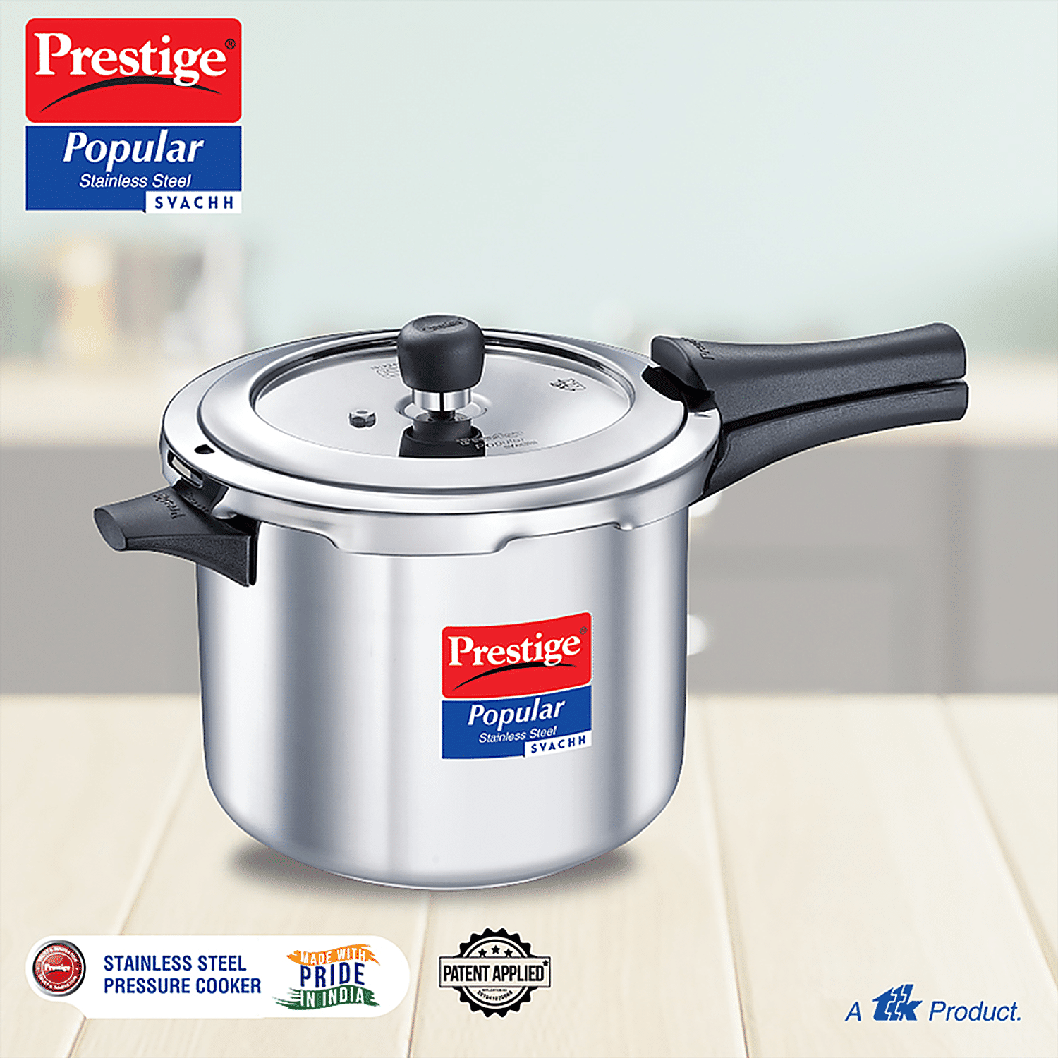 Prestige Popular Aluminum Pressure Cooker, 5 L, Silver