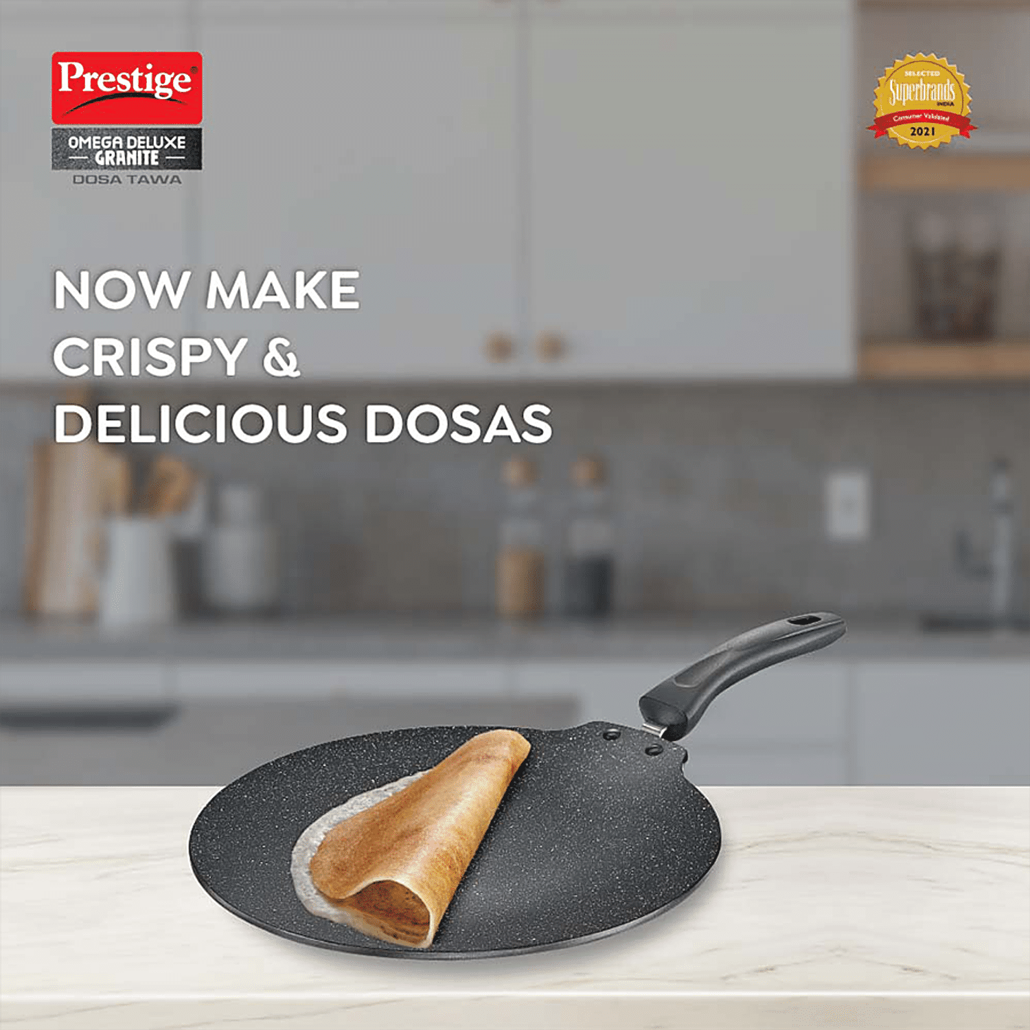 Prestige Omega Deluxe Induction Base Non-Stick Aluminium Flat Dosa Tawa,  280mm