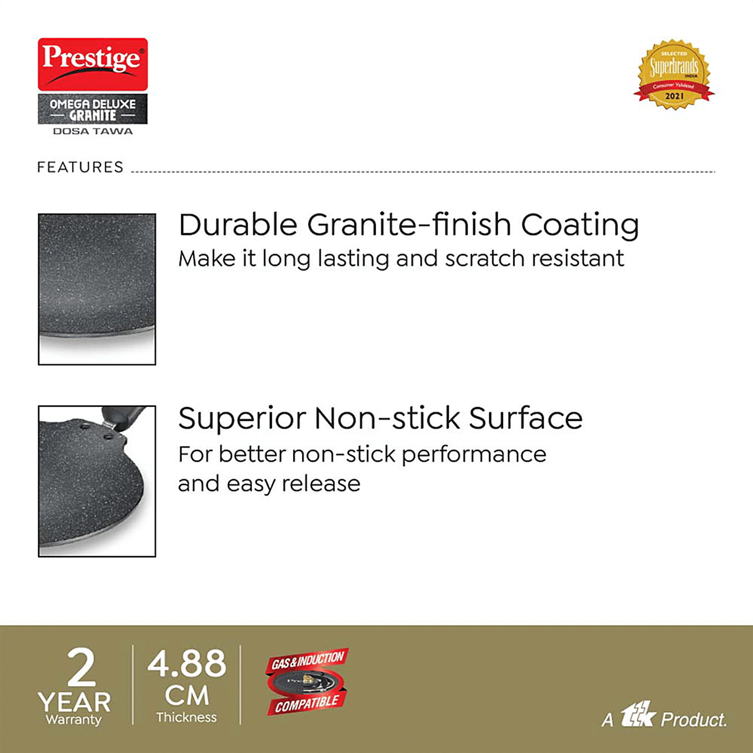 Prestige Omega Deluxe Granite-finish Coated Aluminium Non-Stick