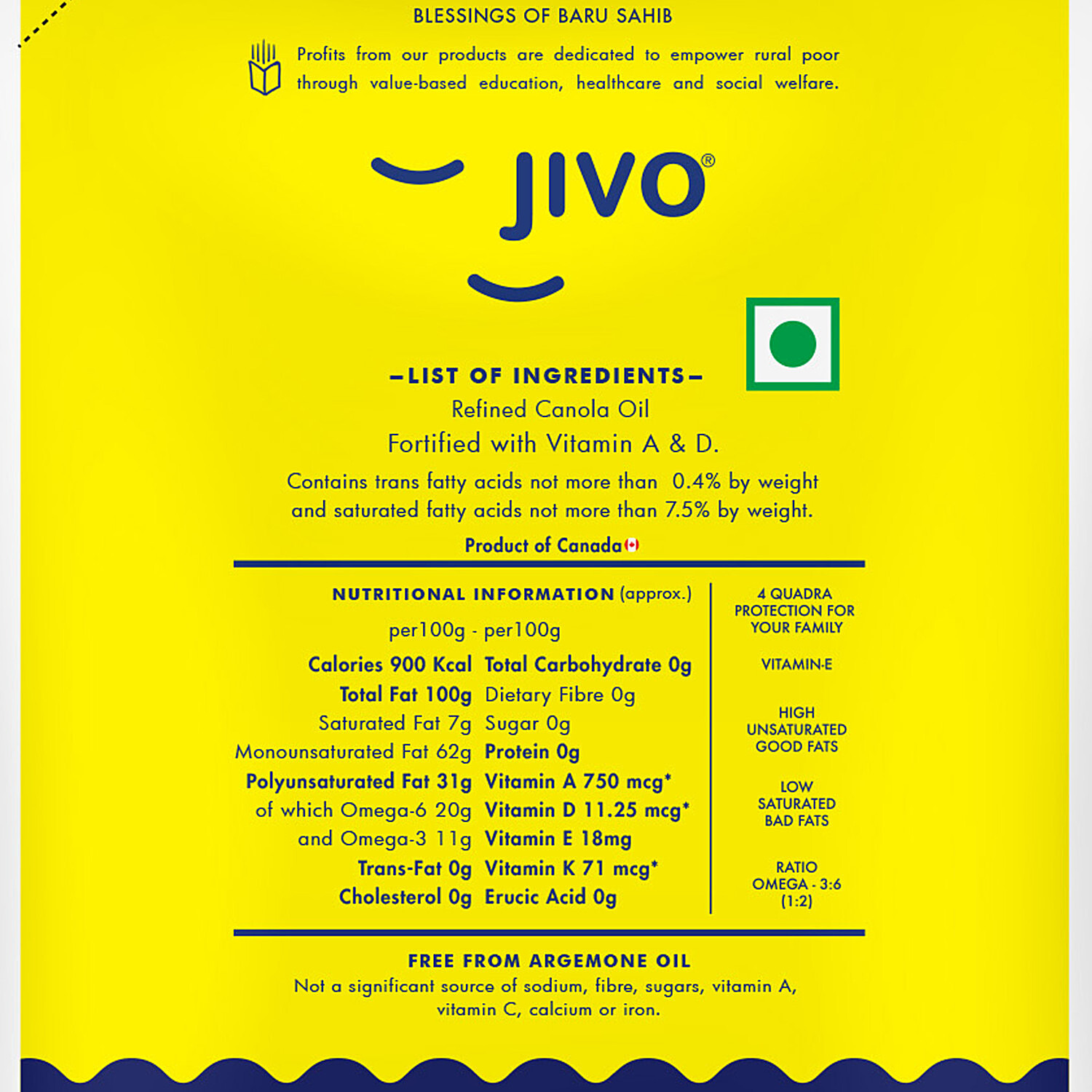 Buy Jivo Canola Omega 3 Rich Cooking Oil 1 L Online at Best Price