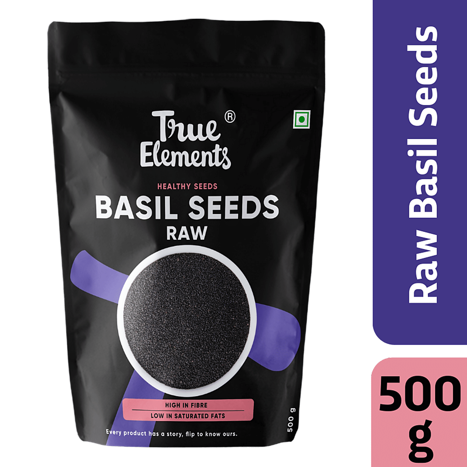 True Elements Raw Basil Seeds 500 g