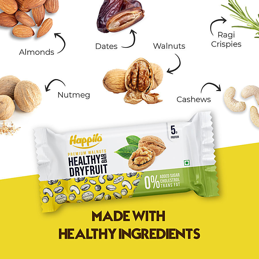 Happilo Premium Walnuts Healthy Dryfruit Bar, 35 g