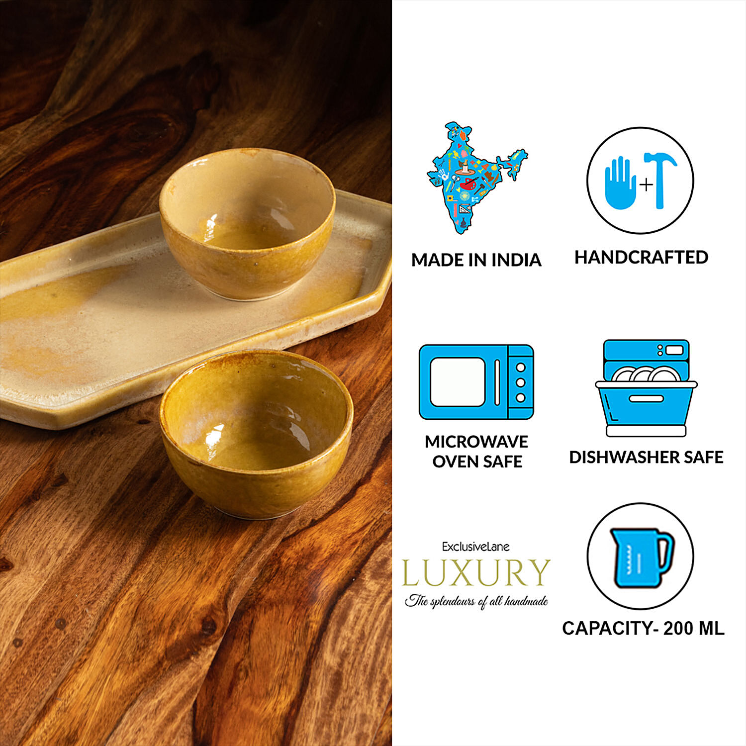 Buy ExclusiveLane Ceramic Dinner Plates - With Serving Bowls & Katoris,  Earthen Turquoise, Hand Glazed, Microwave Safe Online at Best Price of Rs  3560 - bigbasket