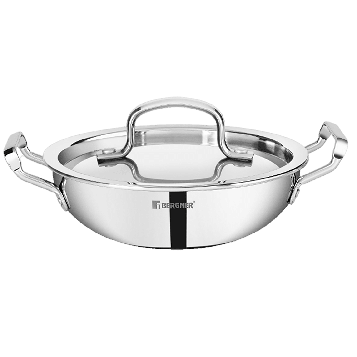 Bergner Stainless Steel Nonstick Stir Fry Pan With Lid 12 - Office