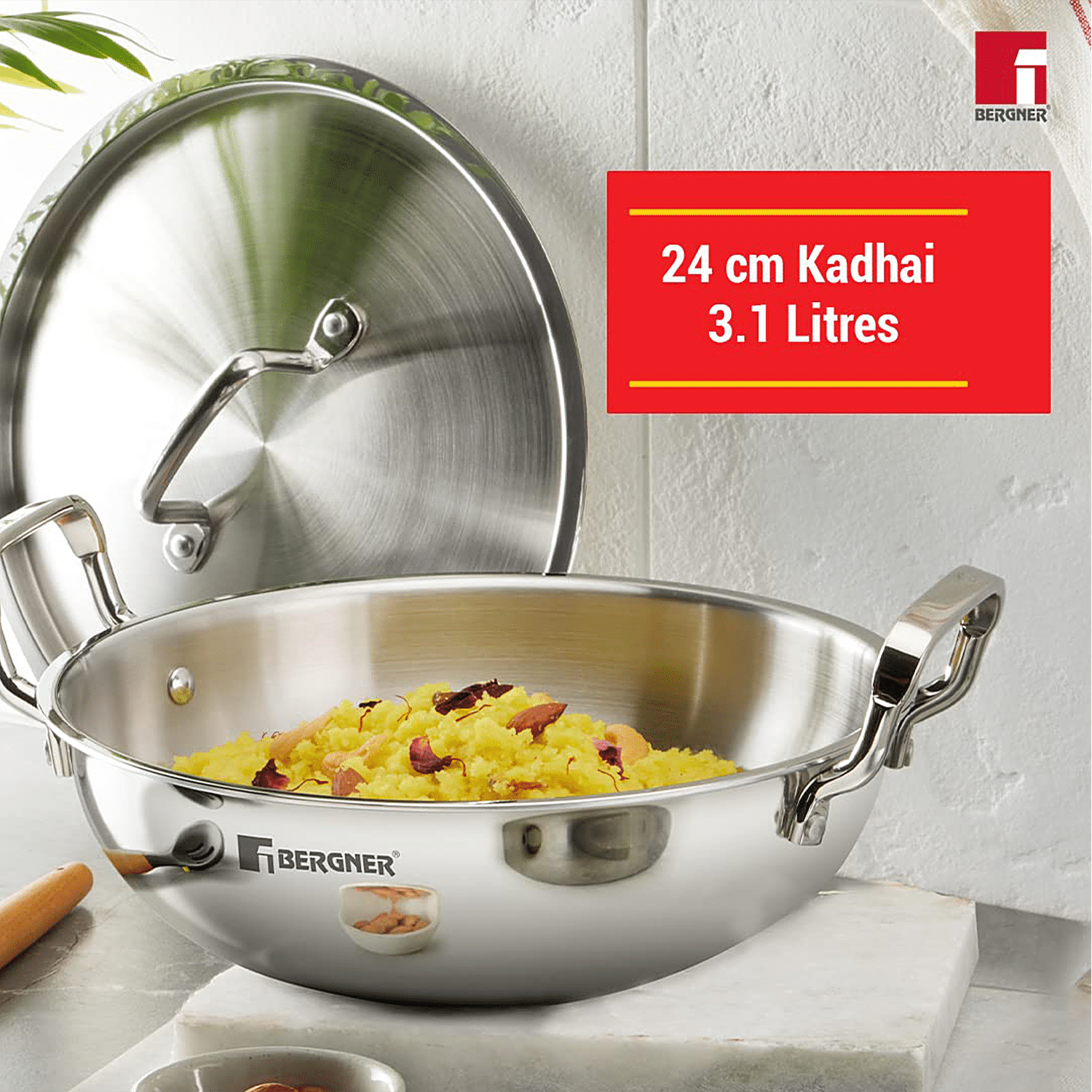 Bergner BG6349 Triply Kadai with Lid 22X7 CM - Cookware - Santhosh Super  Stores, Anna Nagar, Chennai, Tamil Nadu