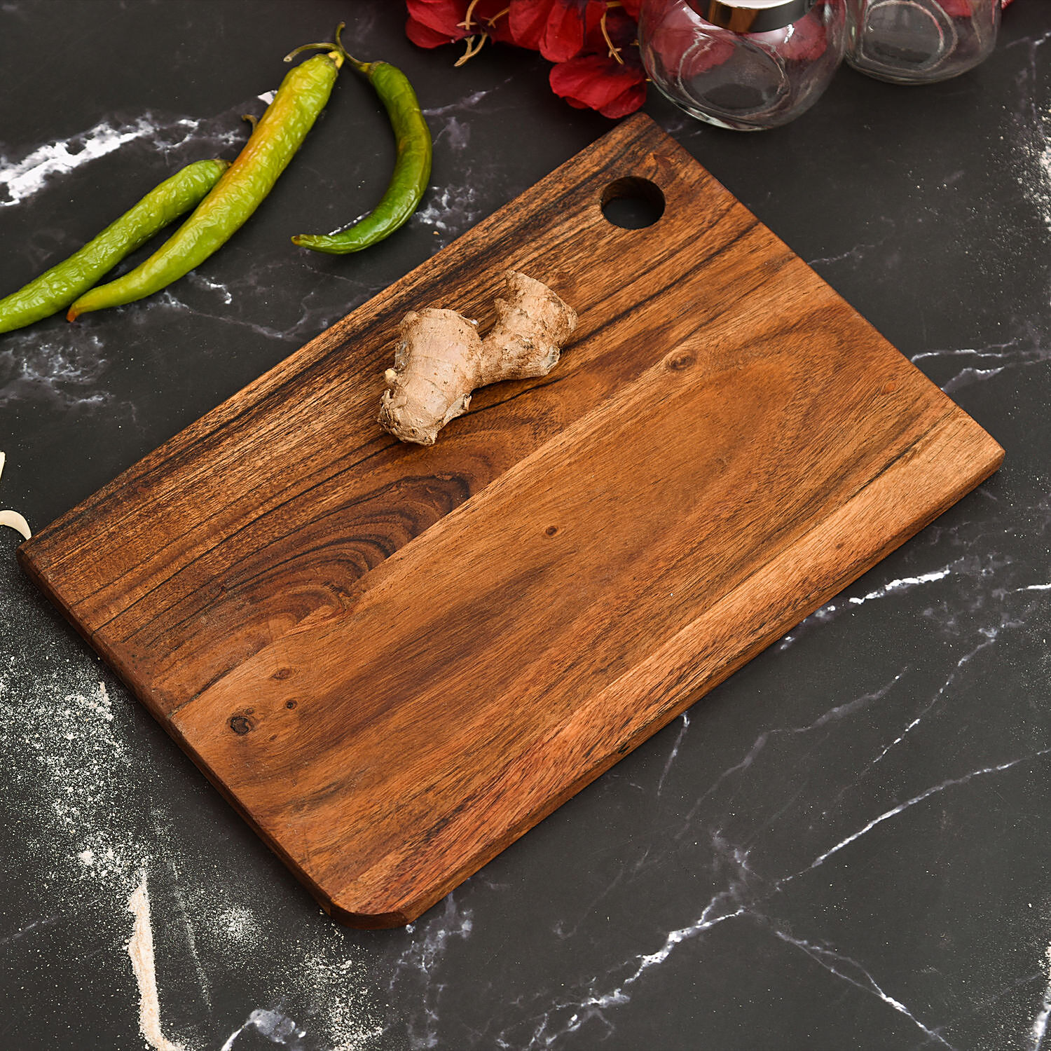 Buy OGGN Acacia Wood Rect Chopping Board With Corner Inner Hole