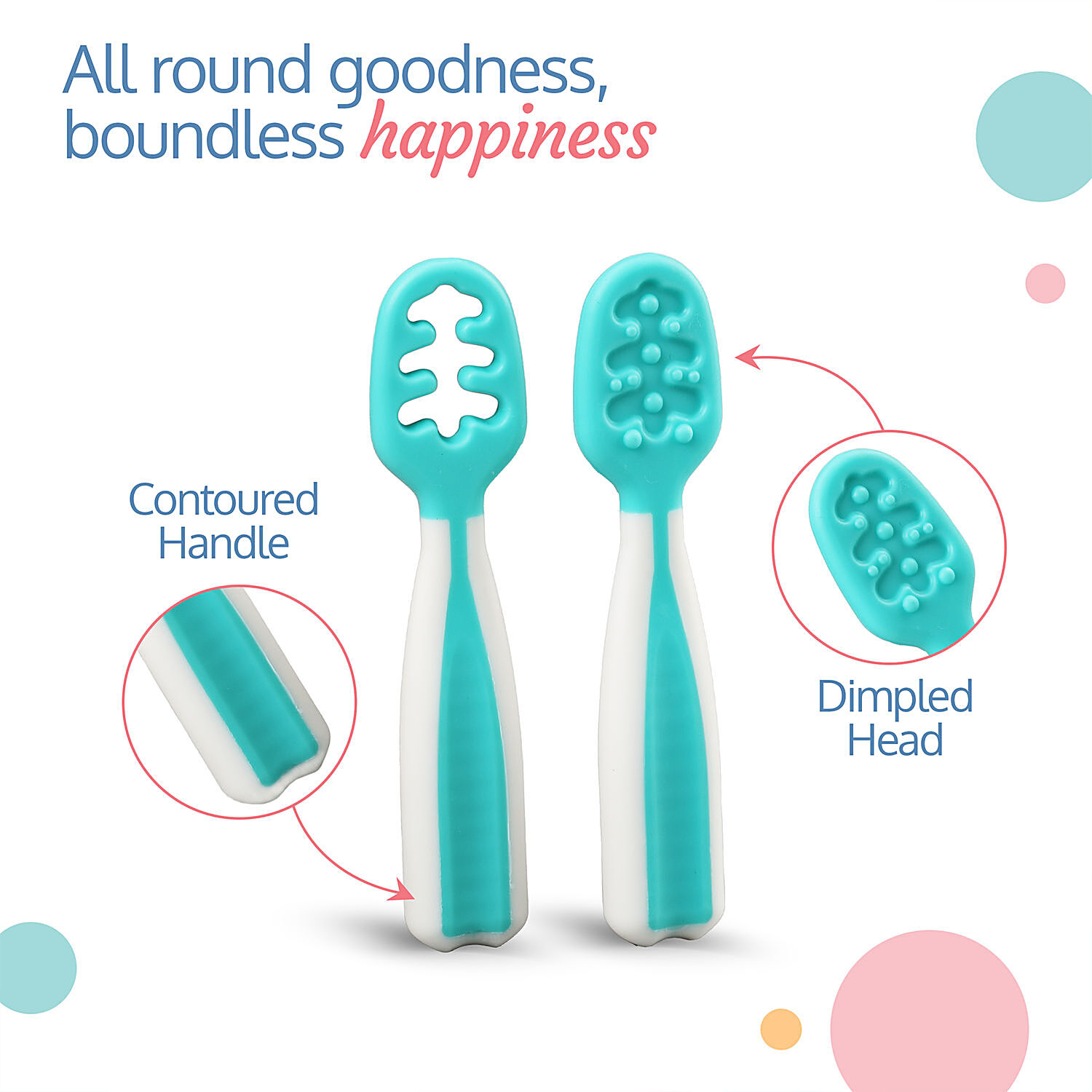 LuvLap Baby - Led Weaning Silicone Spoons, Set of 2, First Stage