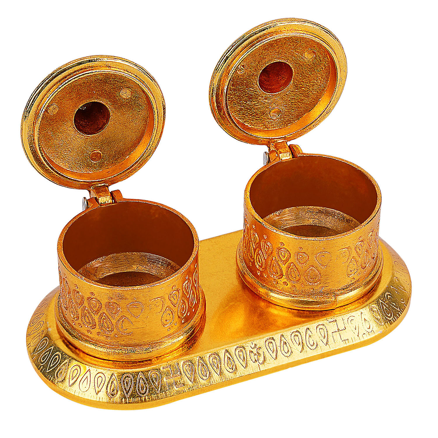 Brass Thali Set Solid Pure Brass Dinner Thali Set (Golden) -6 Pieces Dinner  Thali Set I Premium Gifts