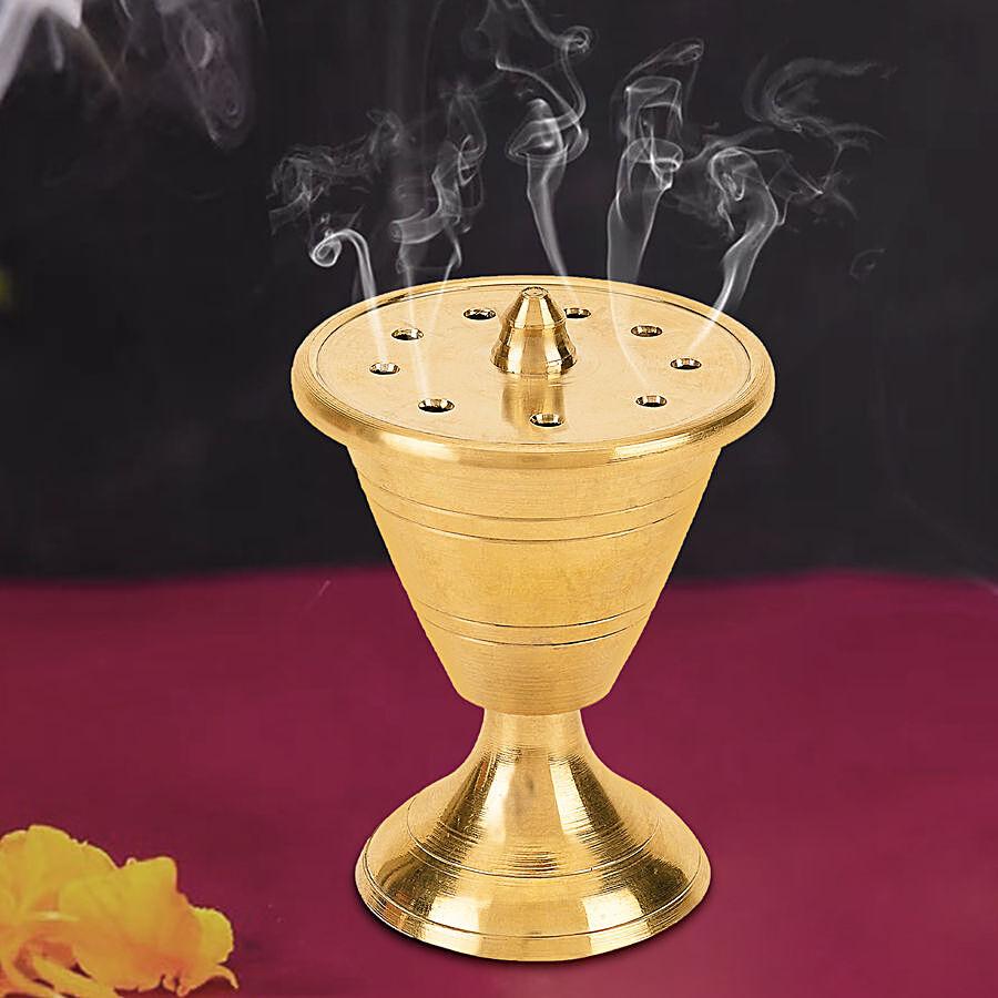 Buy Stylish Flower Pattern Brass Incense Holder Online in India 