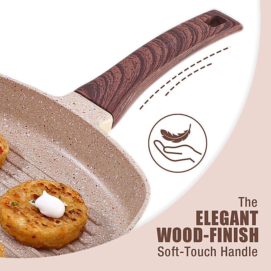 Wonderchef Die Cast Indian Cooking Grill Pan with Wooden Handle