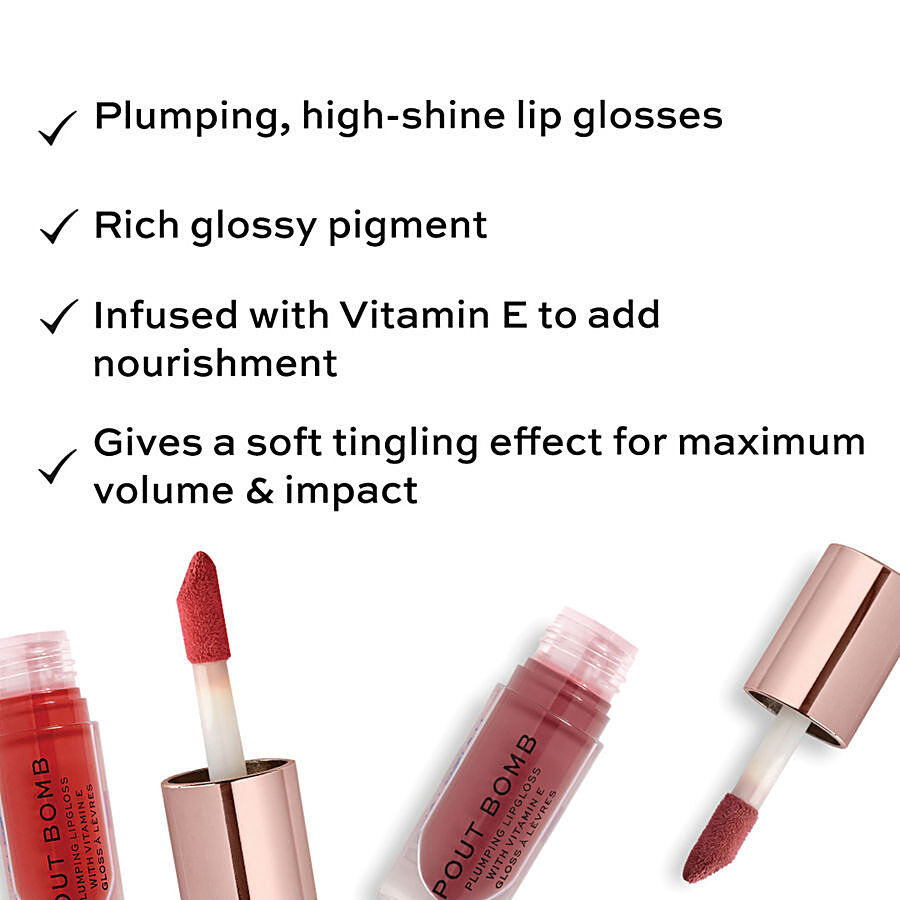 Makeup Revolution Pout Bomb Plumping Gloss (Various Shades)