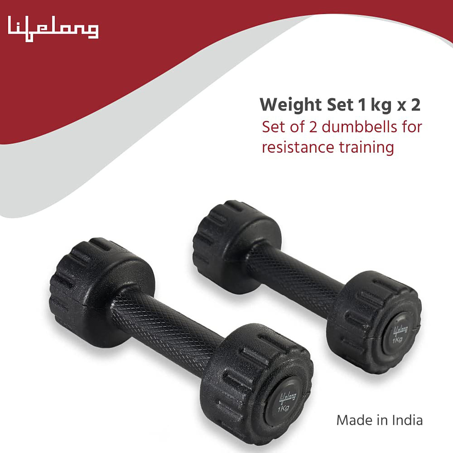 Lifelong  PVC Dumbbells 2 x 2=4kg Weights (Black Color) Fitness Home Gym  Exercis – Lifelong Online